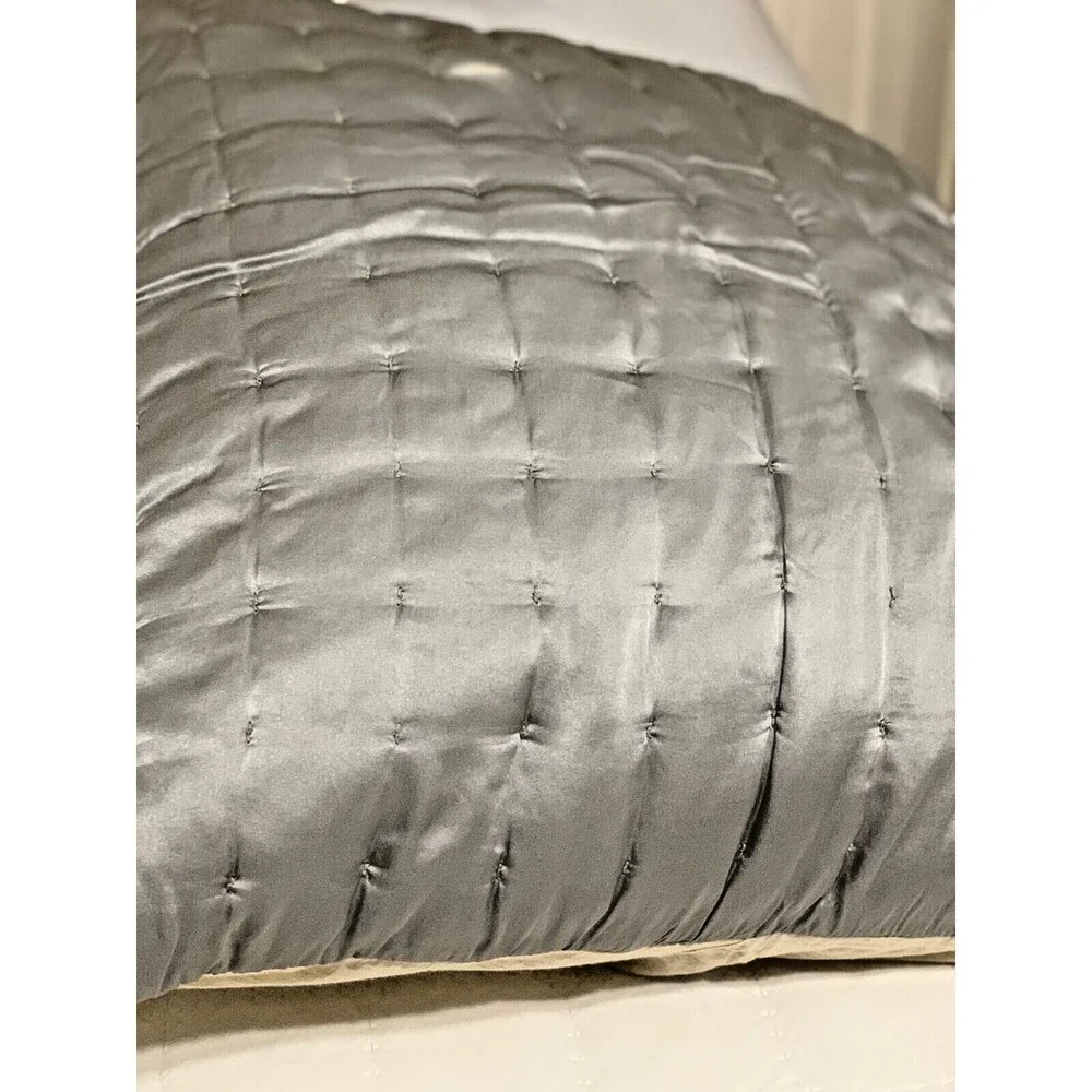 Portico Quilted Euro Sham Slate Gray Silk Blend 26